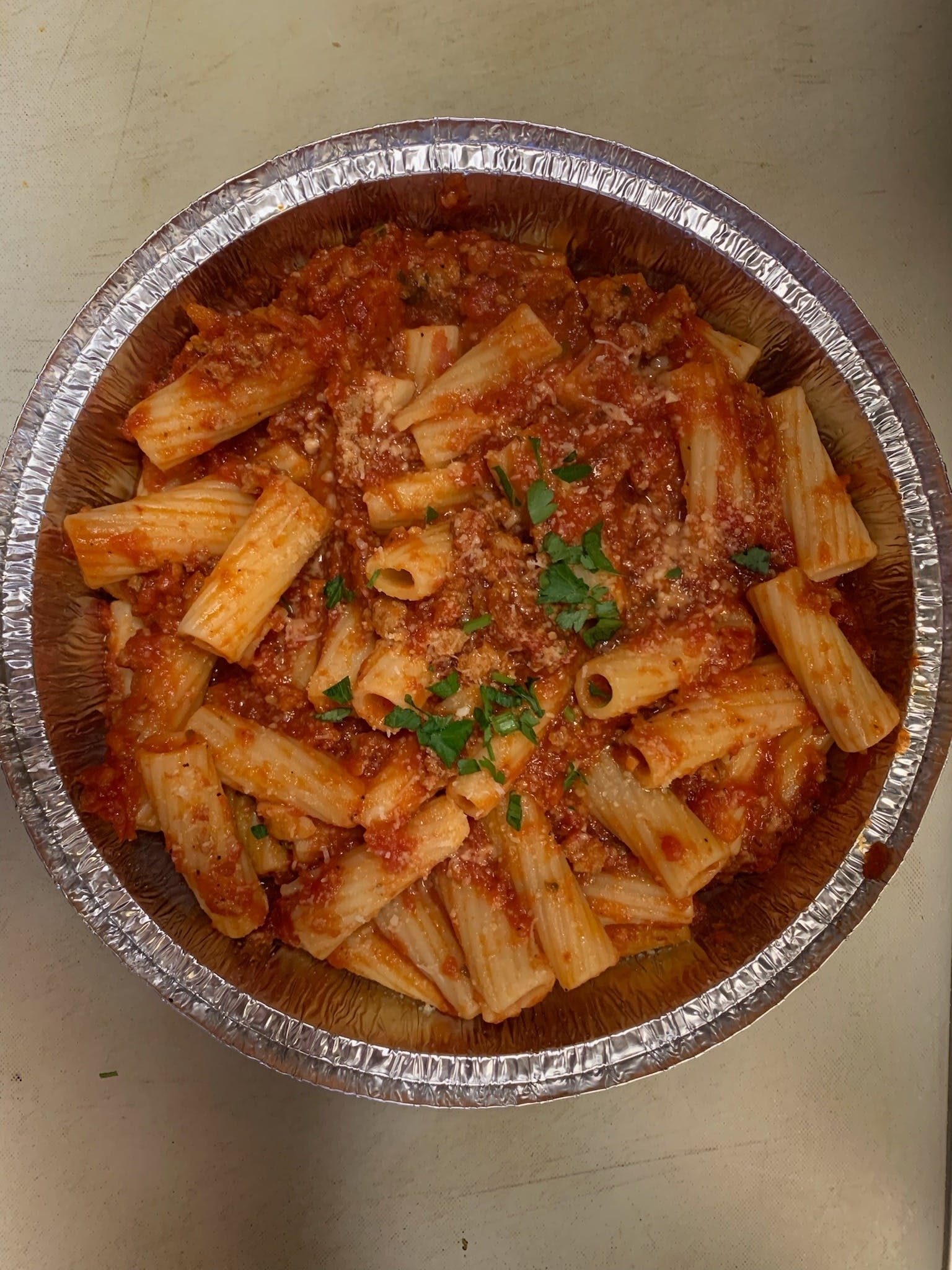 Rigatoni Bolognese.