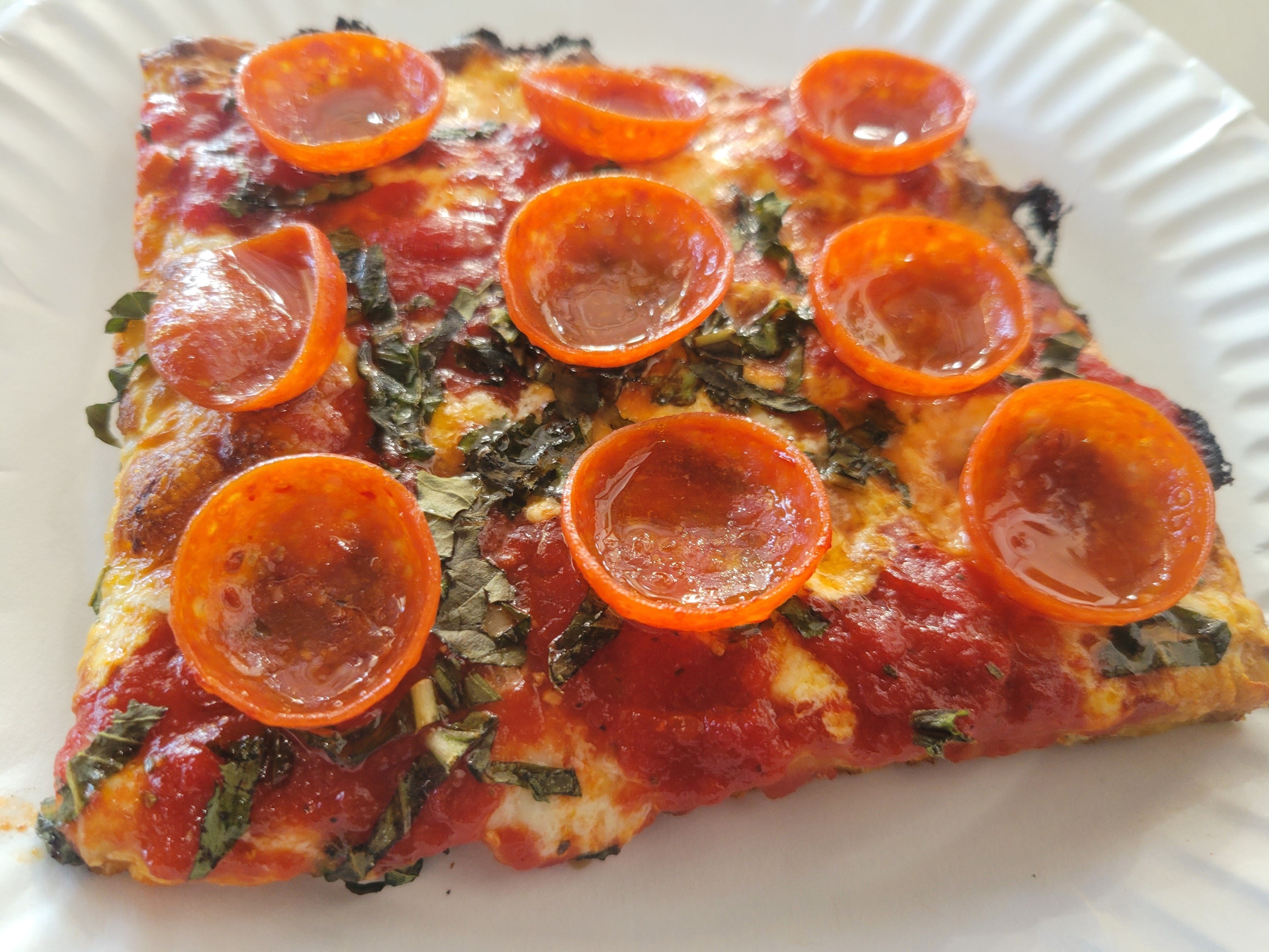 Grandma Pepperoni Pizza Slice.